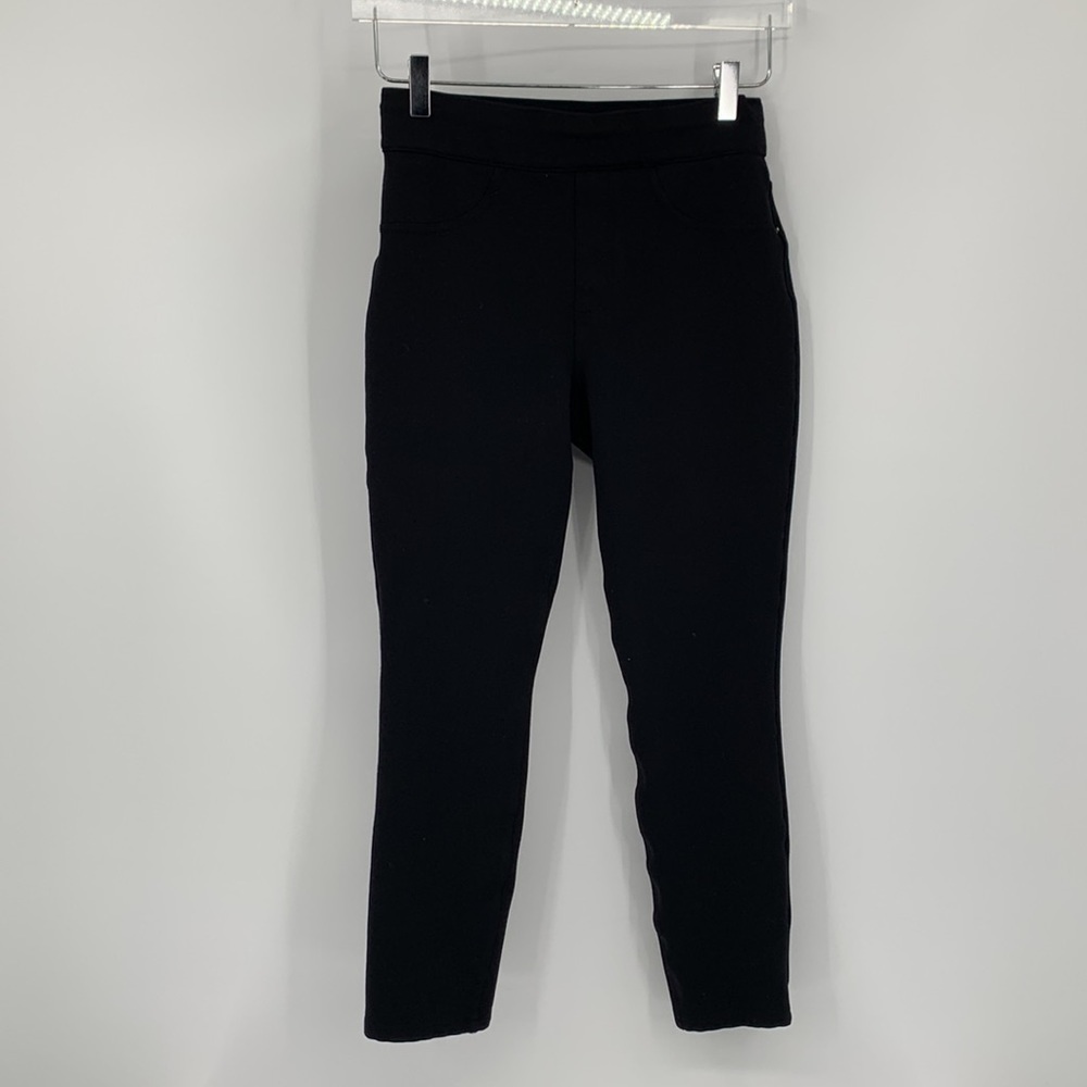Spanx The Perfect Pant Slim Straight black ponte knit cropped stretch Small